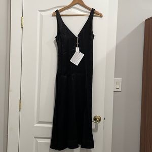 GANNI brand new with tags black silk midi dress